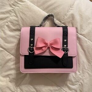 Hot Topic Pink and Black Bow Accent Shoulder Bag